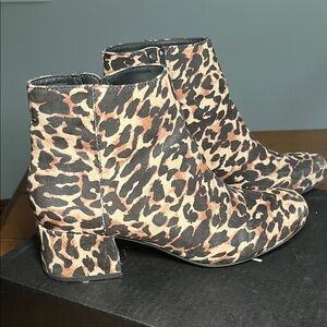 Kenneth Cole Reaction Leopard Print Ankle Booties
